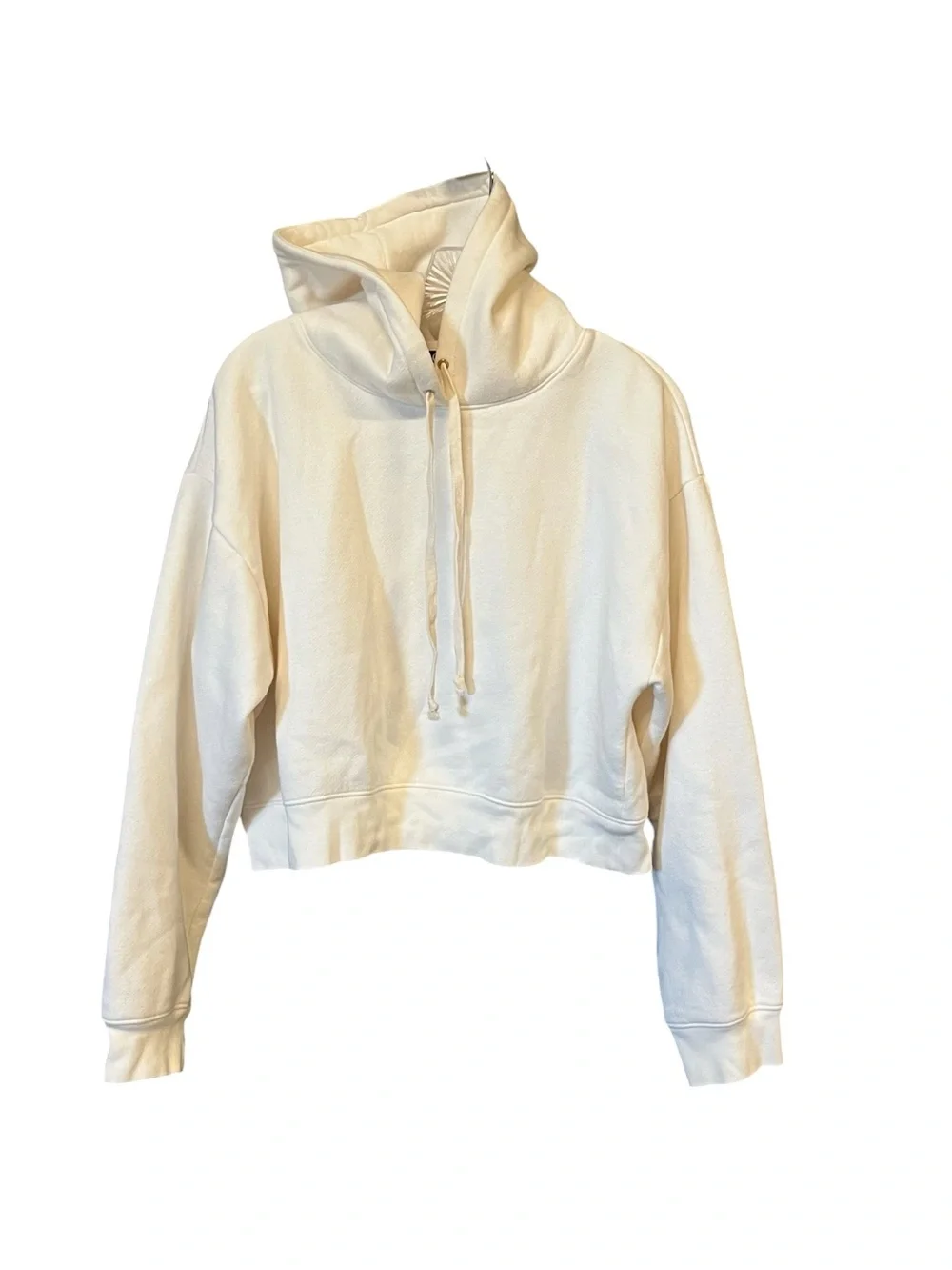 J.Crew Cropped Hoodie Women’s XL Ivory Cream Preppy Athleisure Minimalist Casual